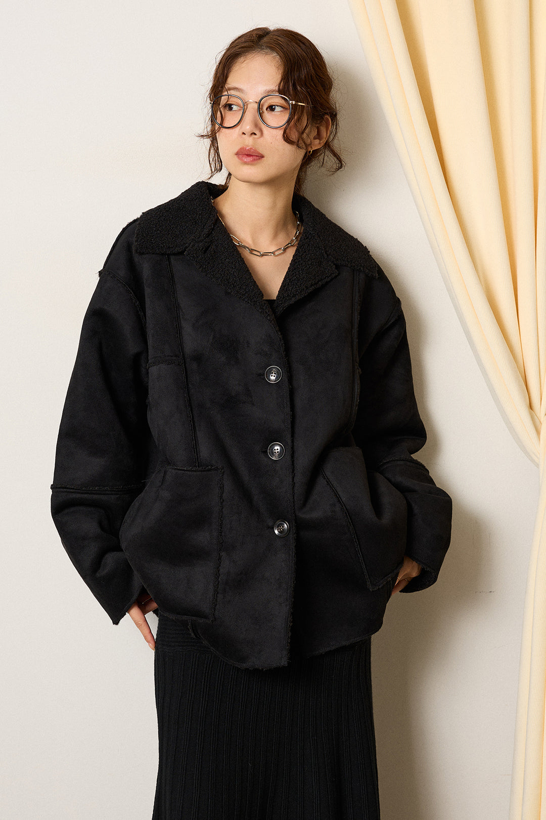 [SET]エコムートンカバーオール+花柄刺繍ベロアフレアスカート(2set)