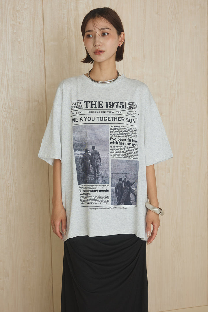 [SET]1975グラフィックTシャツ+ギャザードレープニュアンススカート(2set)