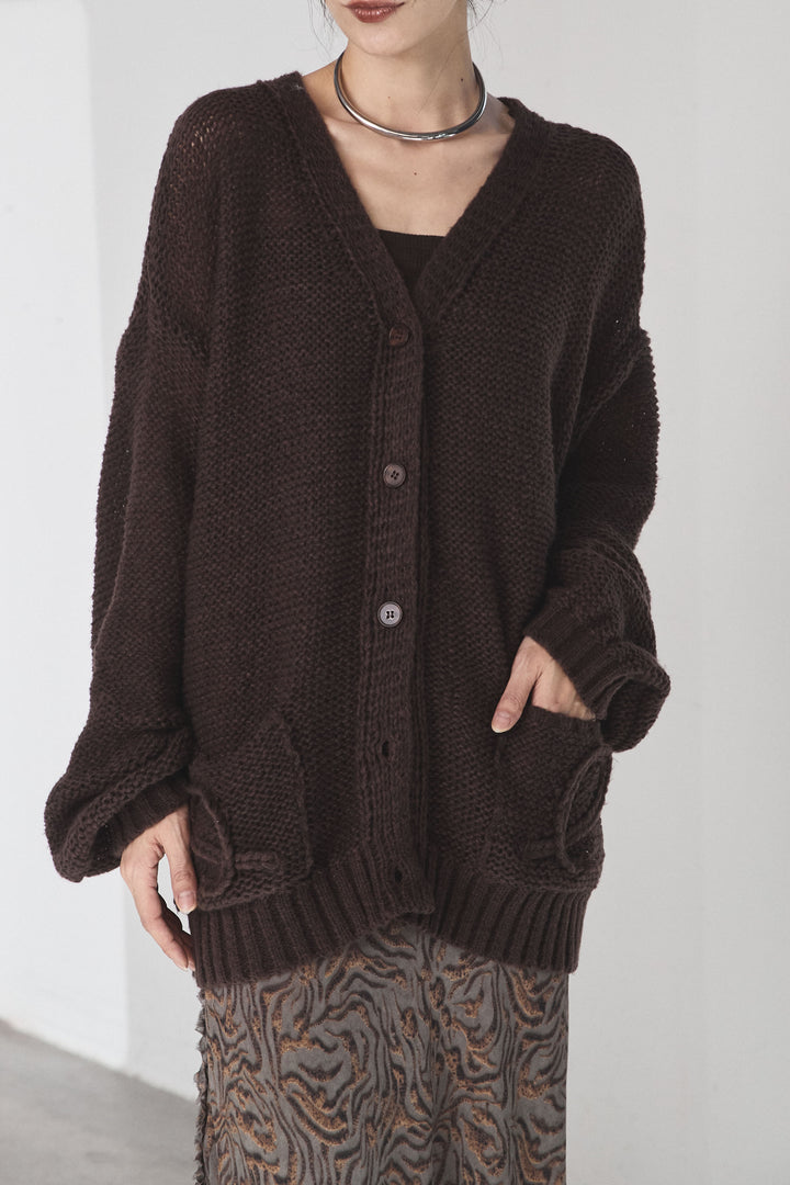 [SET]コード刺繍リラックスニットカーディガン+フレアリラックスキャミワンピース(2set)