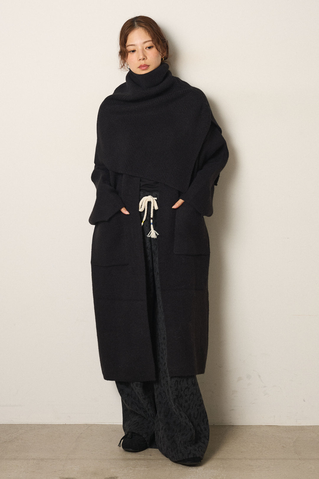 ケープレイヤードロングカーディガン