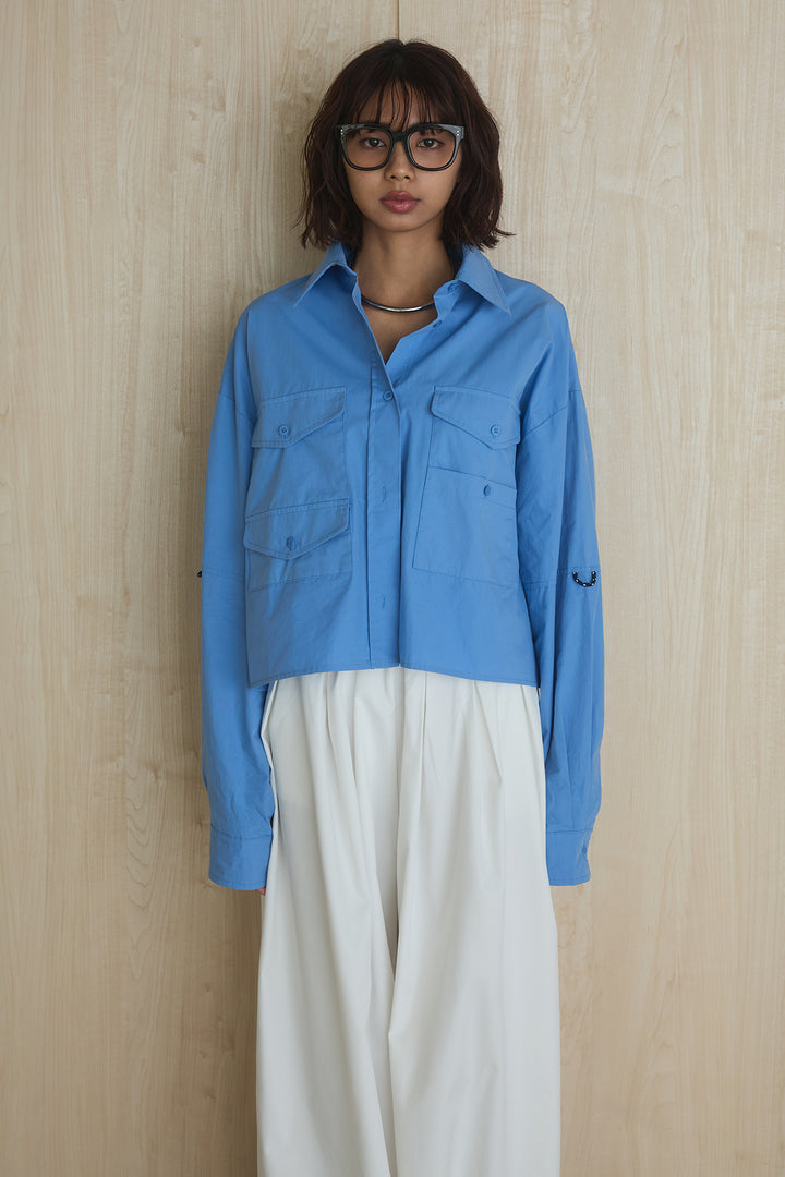 [SET]ビッグポケットシャツ+裾絞りワイドパンツ(2set)