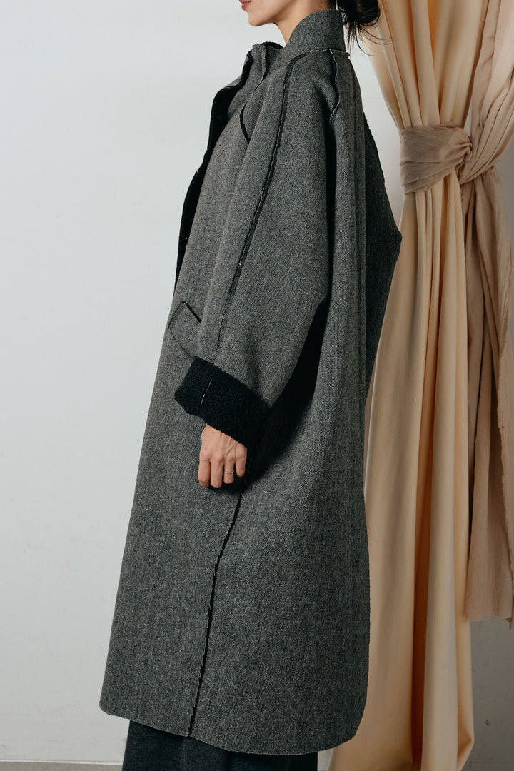 裏地ボアハイネックロングアウター