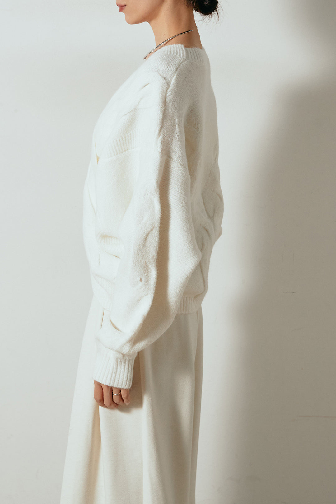 [SET]ケーブルカシュクールニットトップス+前後2wayグレンチェック柄スカーチョサロペット(2set)