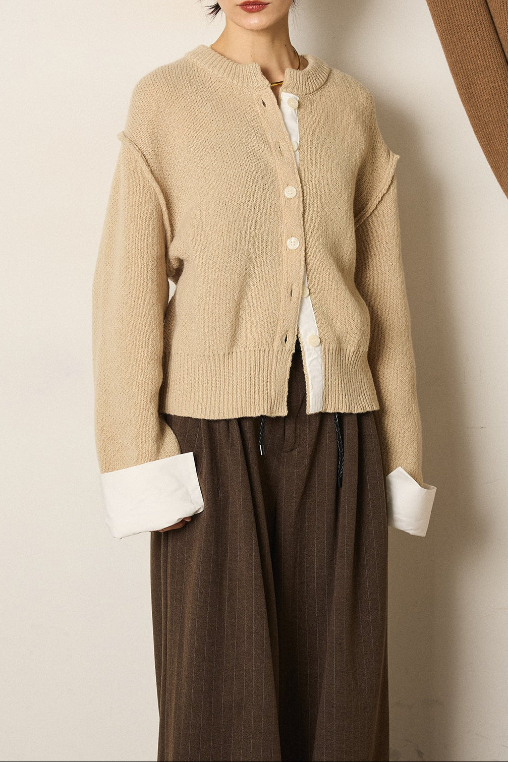 【即納】シャツドッキングニットカーディガン