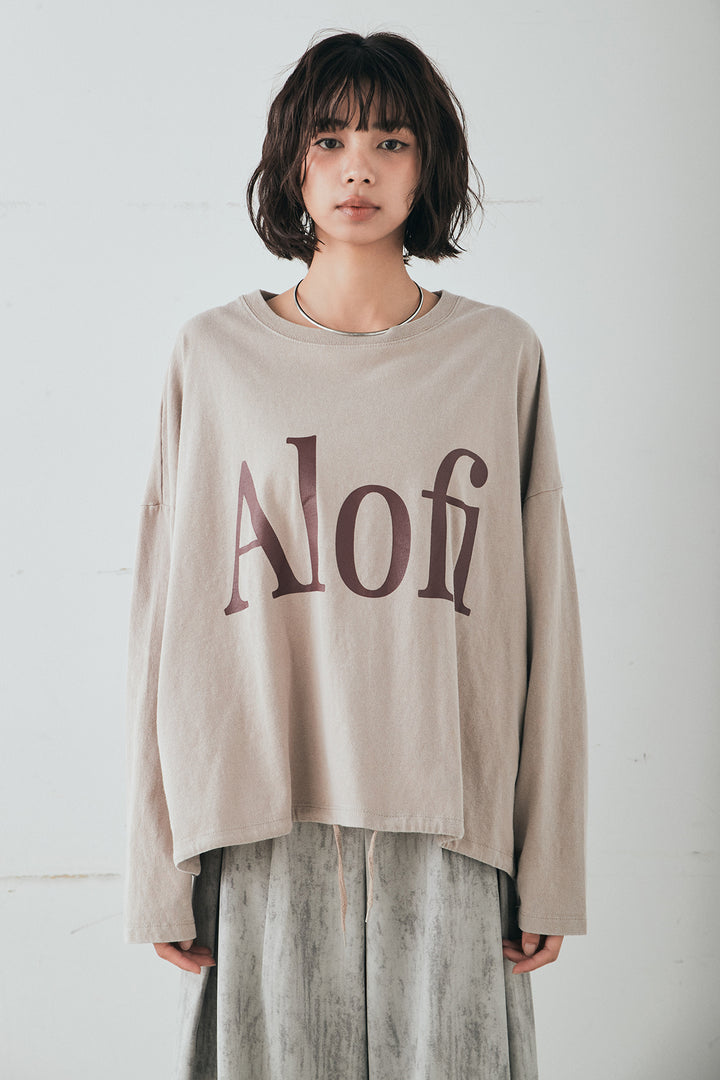 [SET]裾センタードロストロゴプリントワイドTシャツ+紐ベルト付きかすれ柄ワイドスラックス(2set)