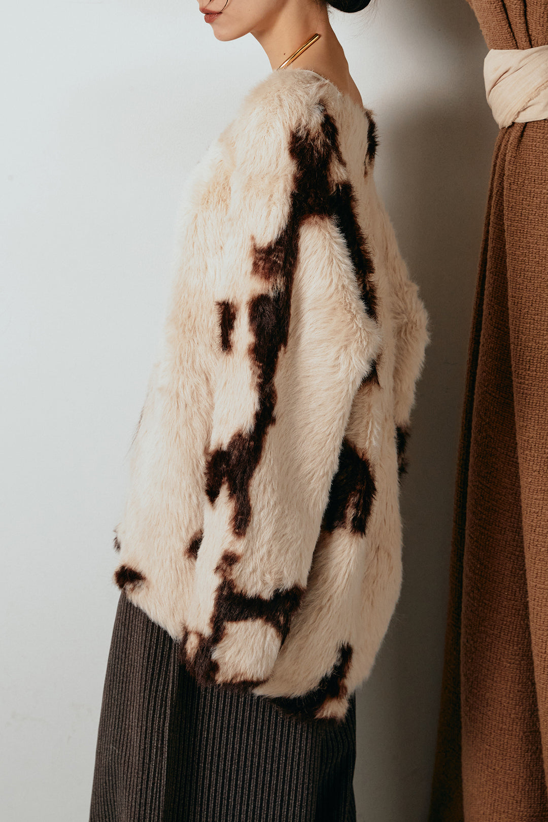 [SET]タイダイ柄シャギーニットトップス+裾シアーリブスカート(2set)