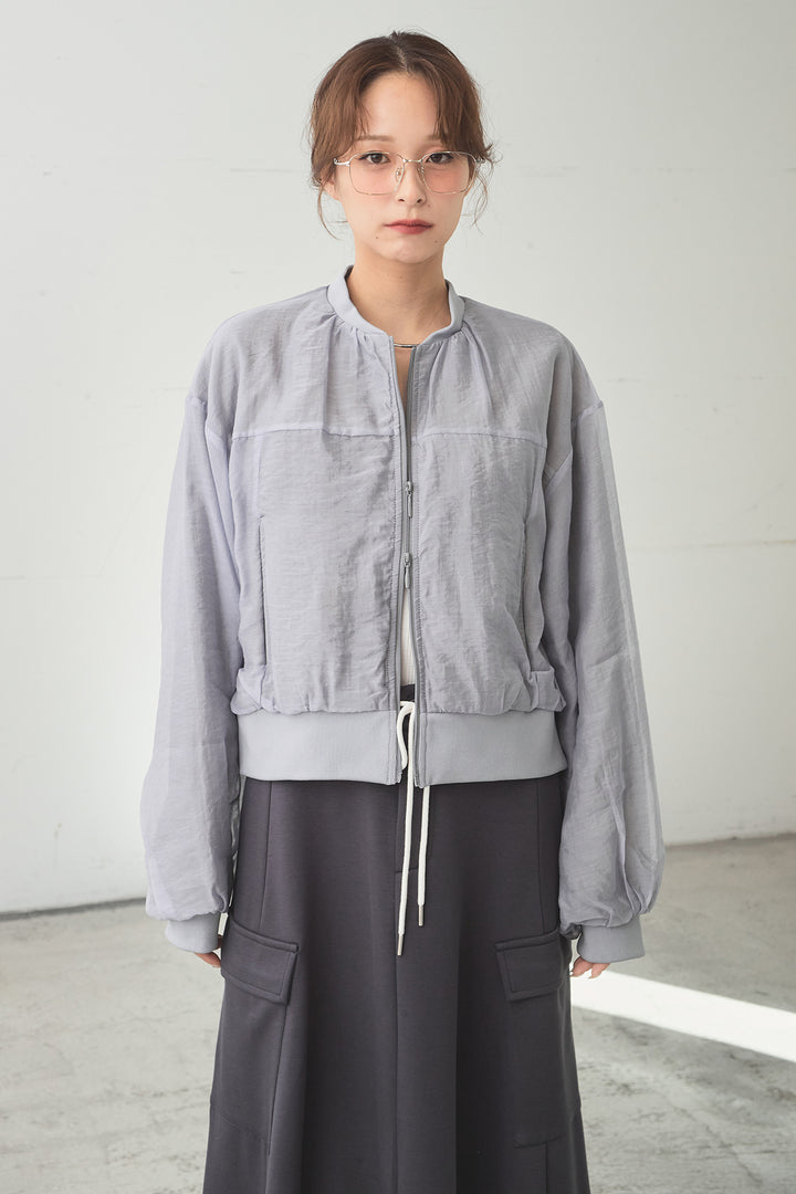 [SET]シアー×ポンチブルゾン+リラックススウェットスカート(2set)