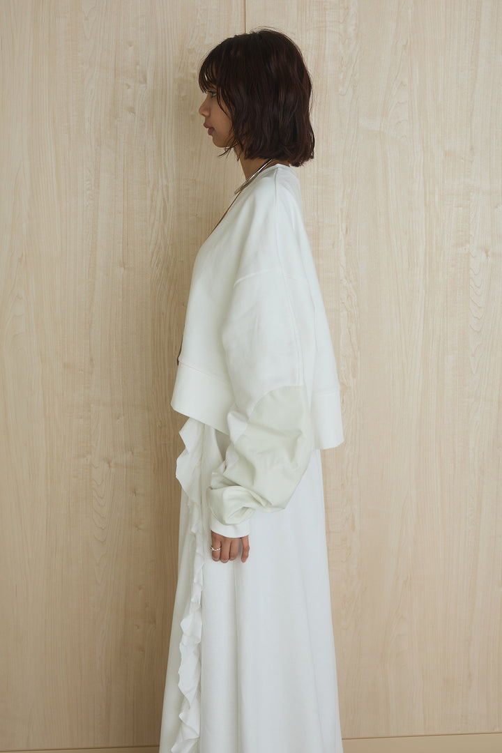 [SET]アームパッチスウェットプルオーバー+ビッグフリルスウェットロングスカート(2set)