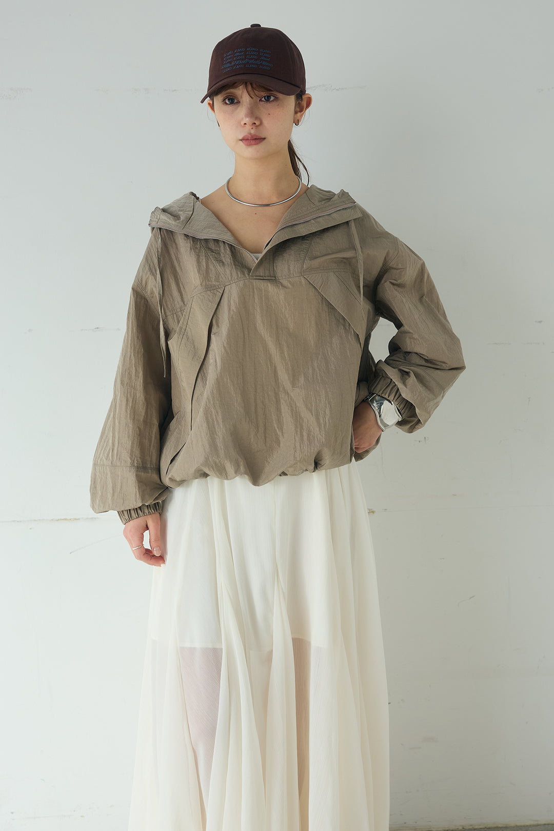 ナイロンフーディーブルゾンアウター