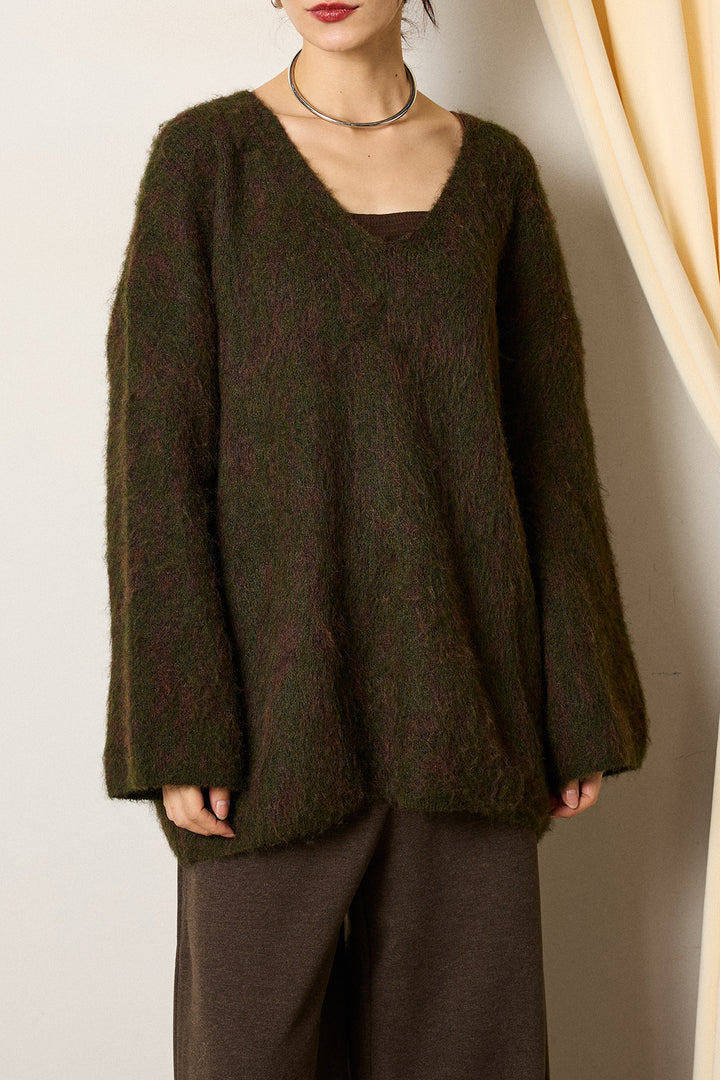 [SET]フラッフィーレオパードシャギーニット+サイドベルトパンツ(2set)