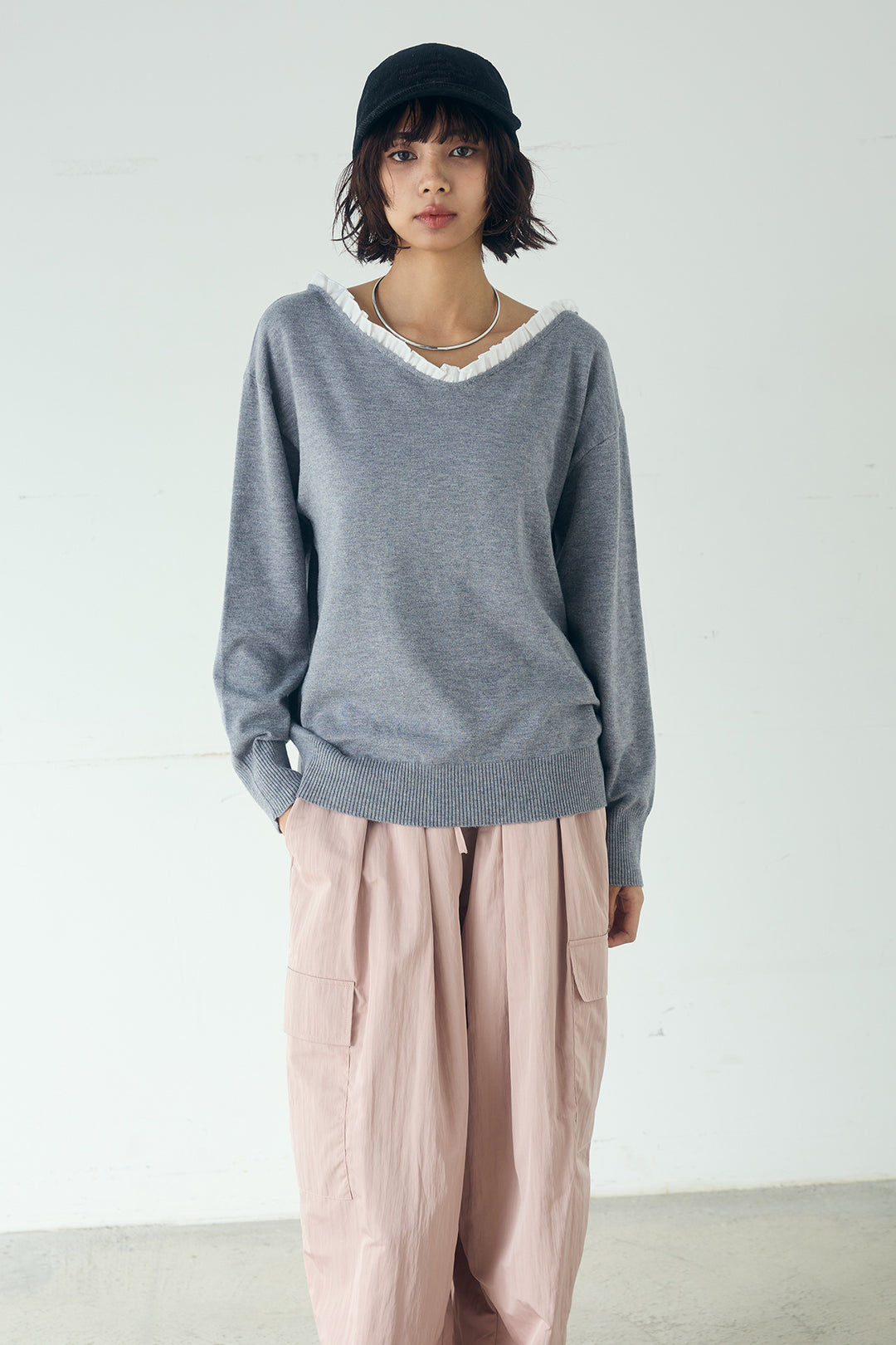 [SET]クールクール異素材コンビオフショルプルオーバー+撥水ジョガーパンツ(2set)