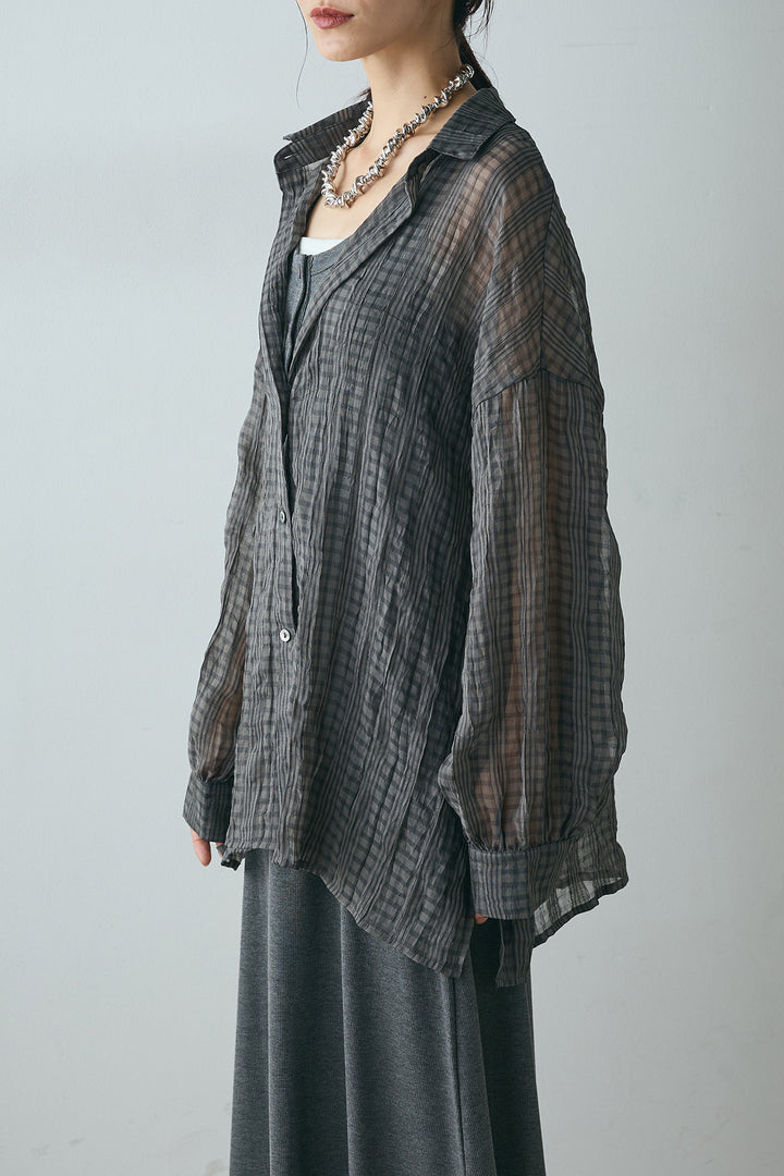 シアーマルチチェック柄シャツ
