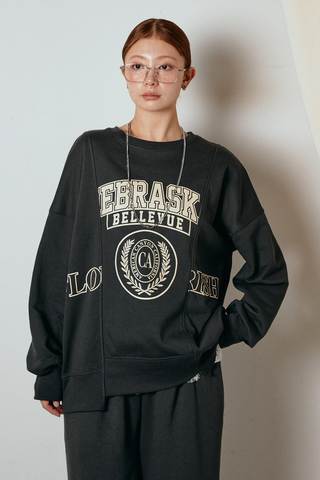 裏毛カレッジプリントプルオーバー