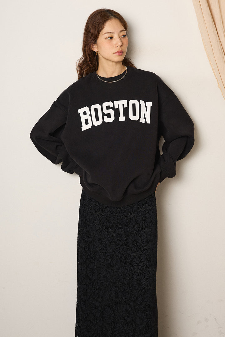 [SET]ロゴデザインルーズスウェット+レースサテンキャミソール+ワイドリブニットイージーパンツ(3set)