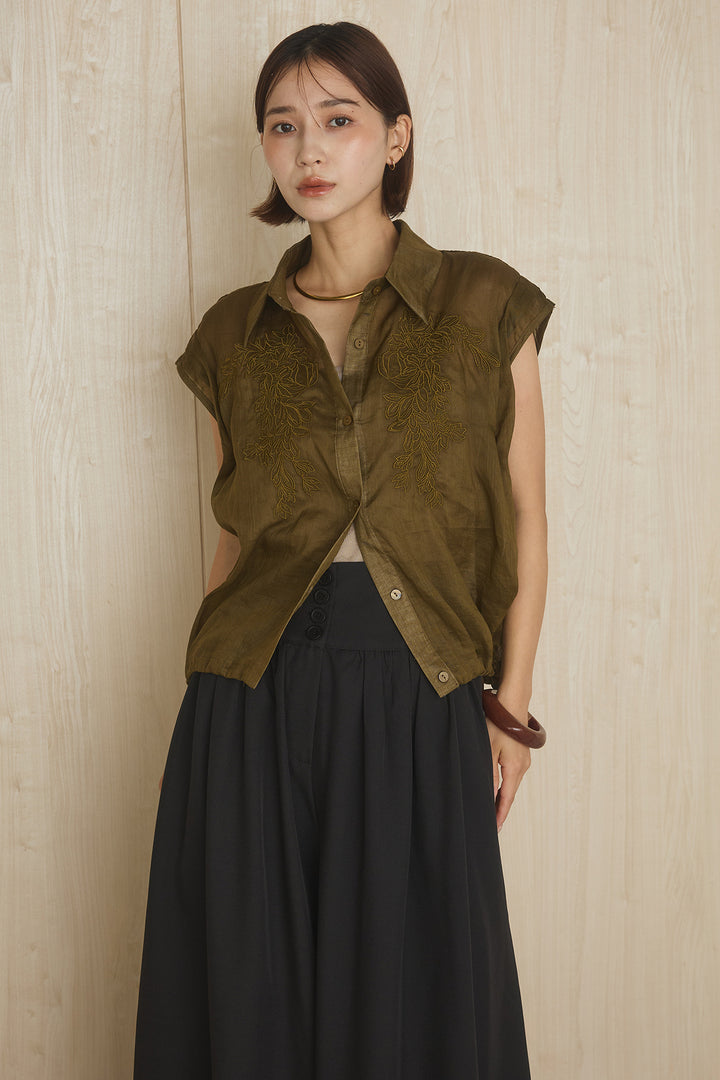 エアリーシアーフロントリーフ柄シャツ