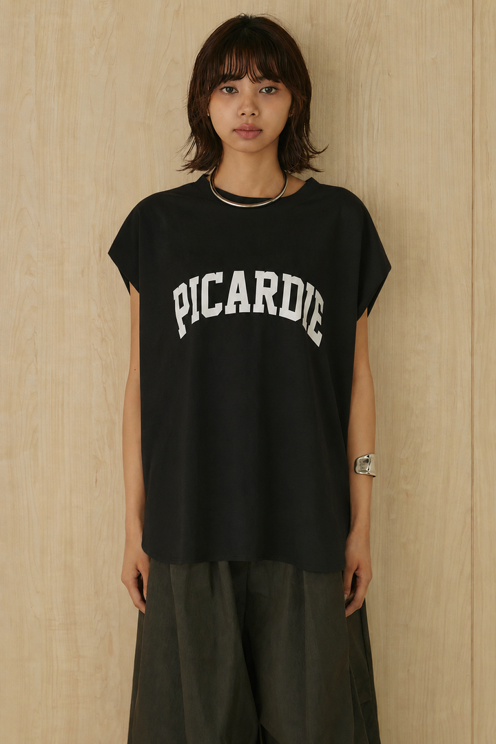 [SET]リネンライクテーラードワイドジレ+接触冷感ラウンドヘムプリントプルオーバー(2set)