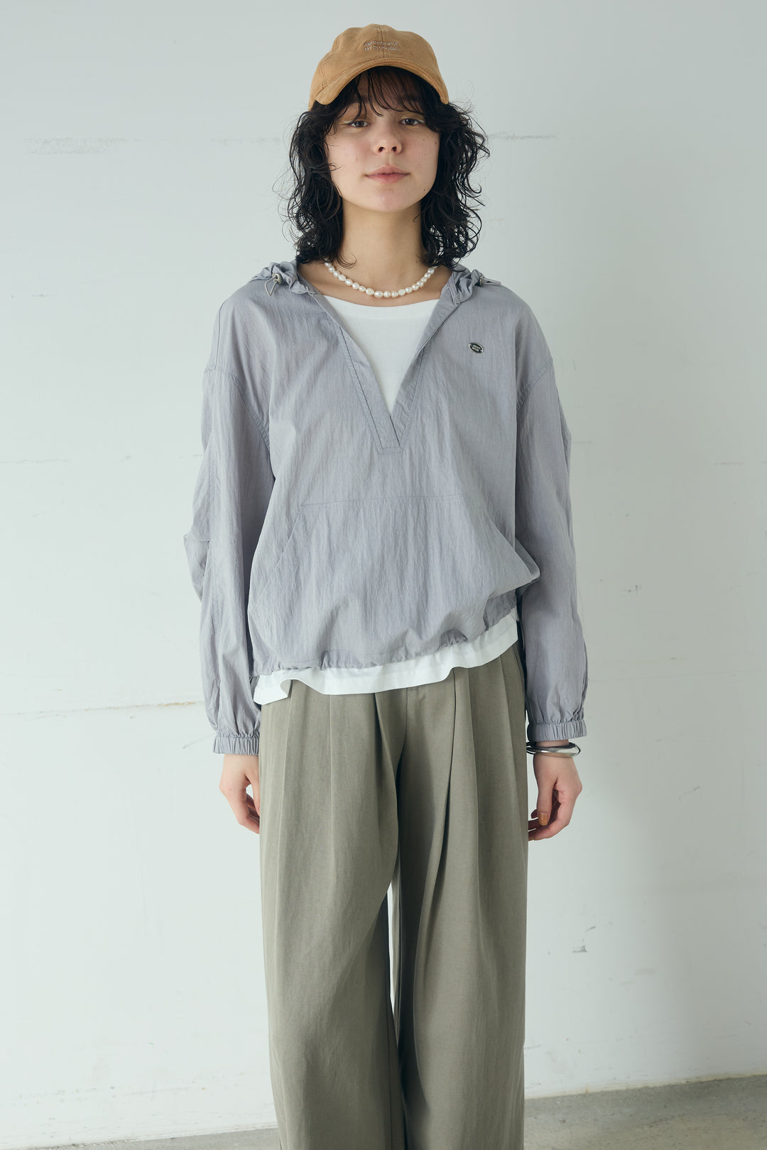 [SET]レイヤードデザインフーディートップス+ひげレース切替ロング丈スカート(2set)