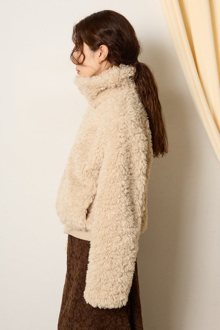 スタンドカラー裾リブボアブルゾン