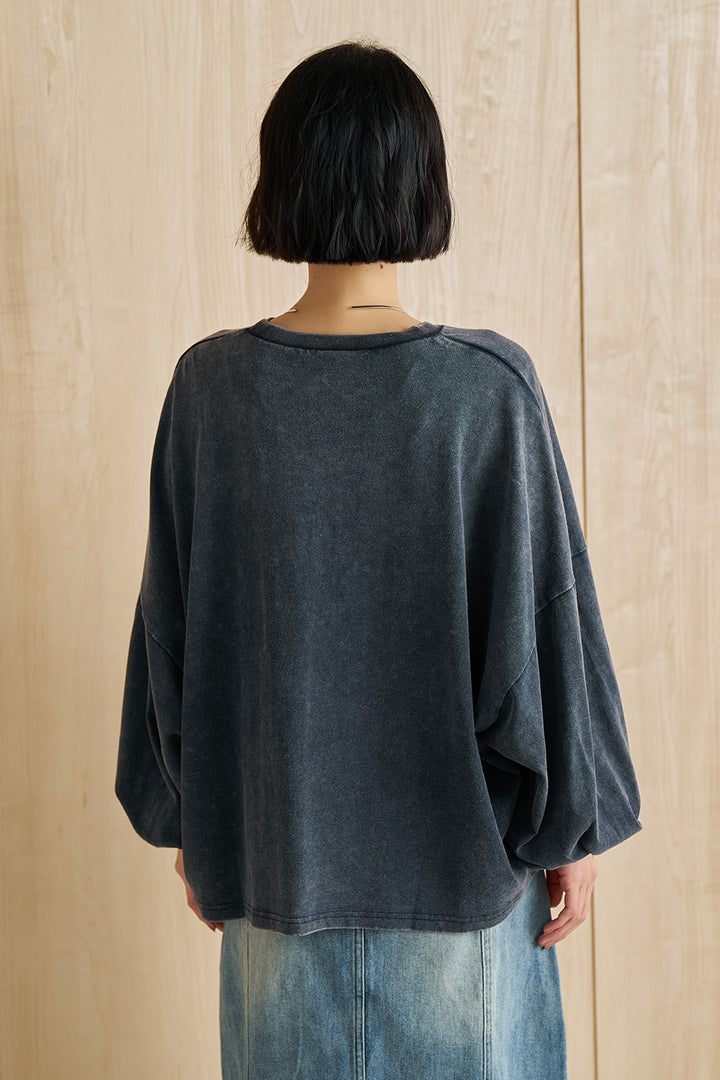 [SET]袖ボリュームHARTFORD刺繍Tシャツ+切替デニムロングスカート(2set)