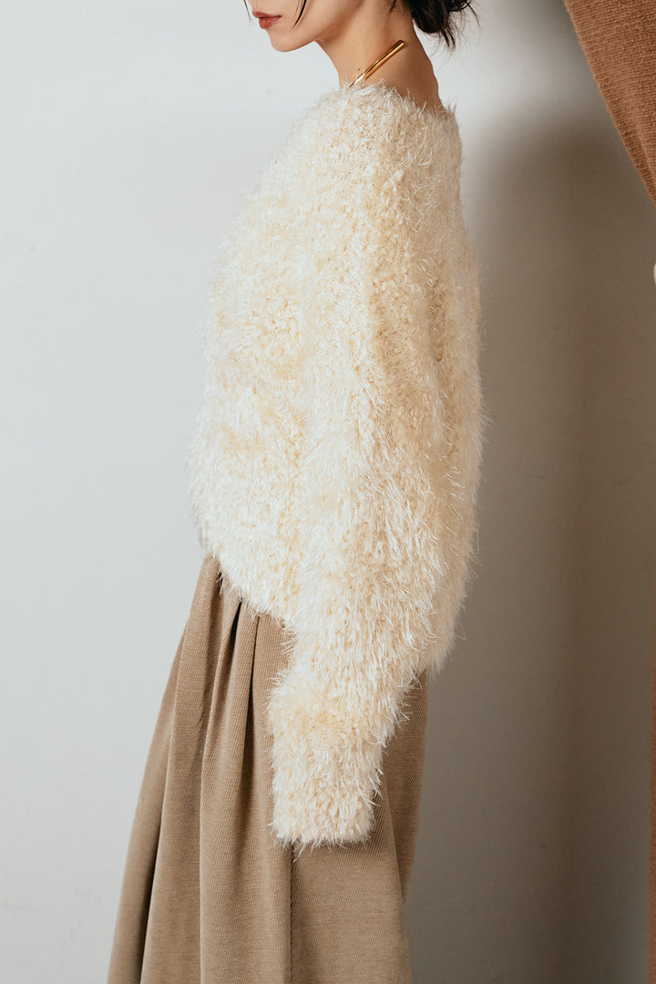 [SET]シャギークロスニットトップス+ベルトループコーデュロイワイドパンツ(2set)