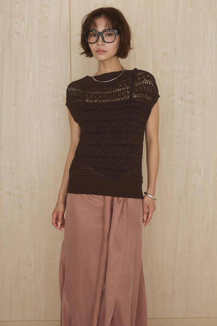 [SET]透かしレース編みフレンチニット+巻きロングスカート(2set)