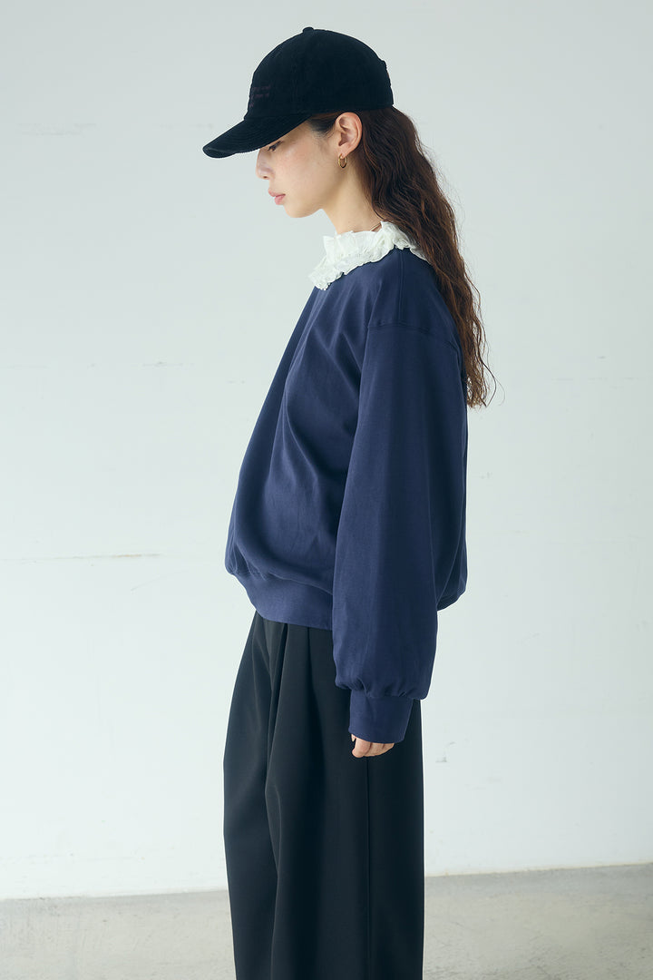 ネックギャザーフリルスウェット