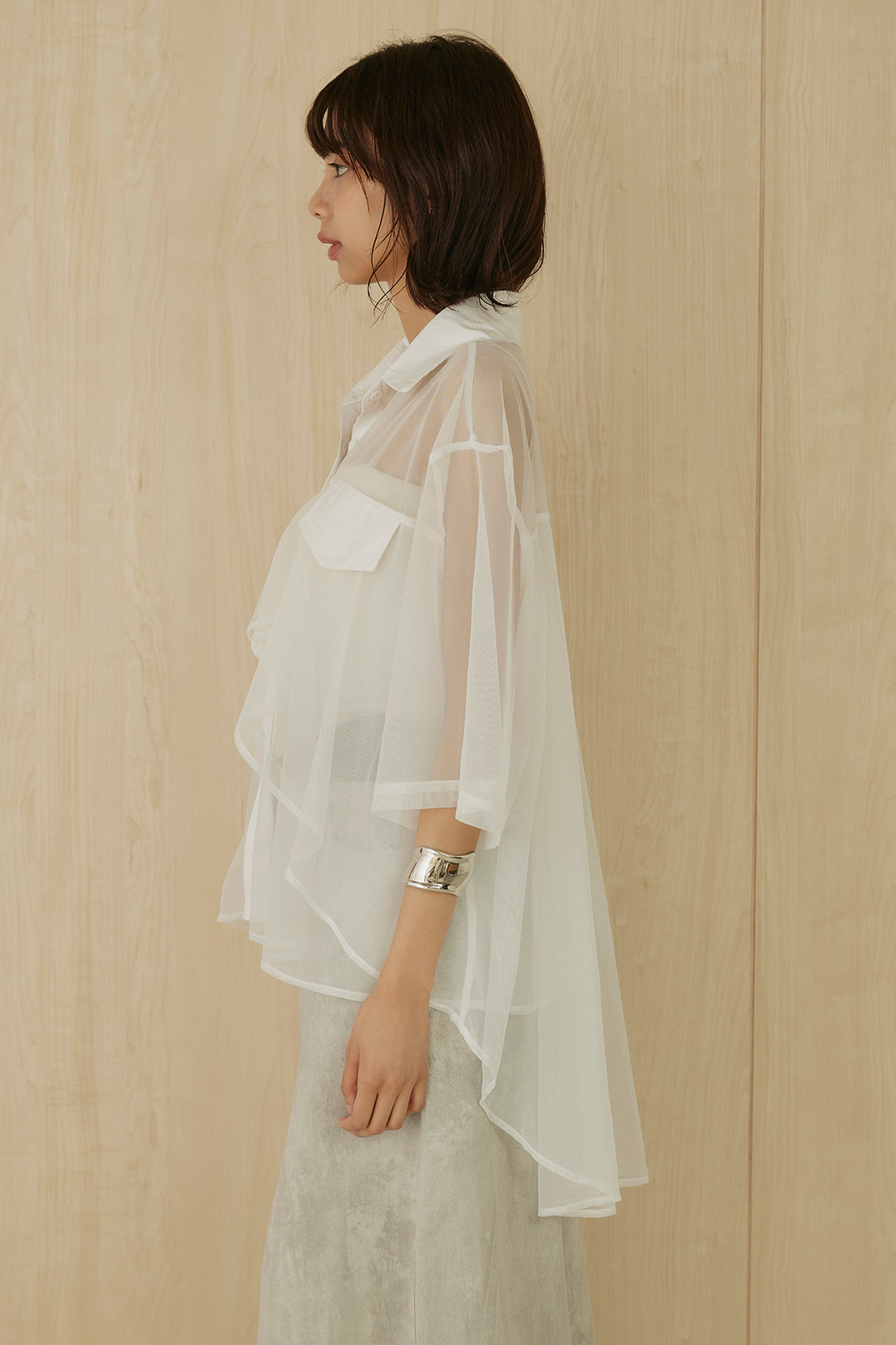 バックロングシアーシャツ