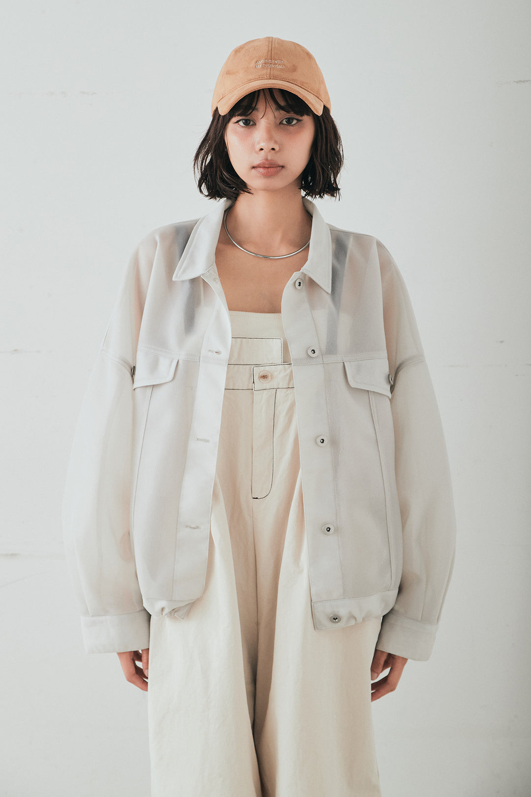 [SET]シアーダンボールサイドドロストジャケット+紐ベルト付きかすれ柄ワイドスラックス(2set)