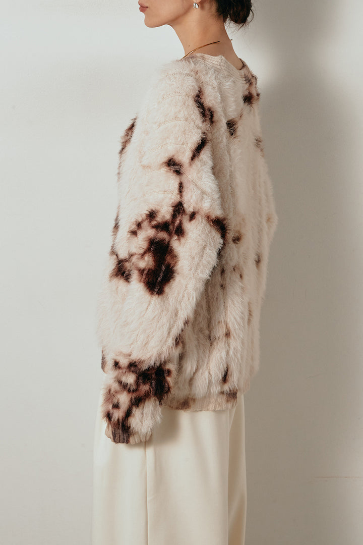 【着回しセット】[SET]タイダイ柄シャギーニットカーディガン+タック入りコーデュロイワイドパンツ+タイダイ柄シャギーニットカーディガン(3set)