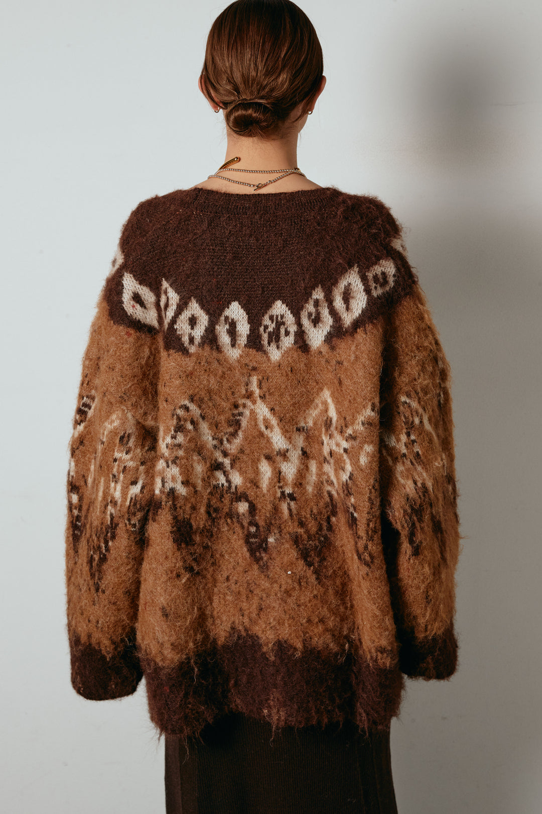 シャギーニュアンス柄ニットカーディガン