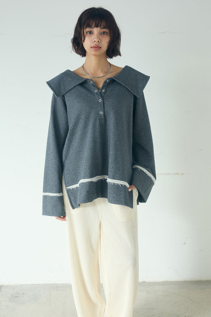 [SET]ビッグカラー2WAYスウェットトップス+メッシュリラックスパンツ(2set)