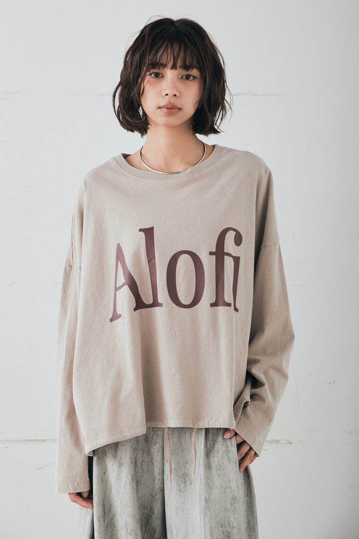 [SET]裾センタードロストロゴプリントワイドTシャツ+センタープレスセミワイドパンツ(2set)