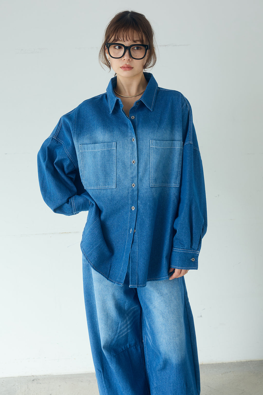 ヴィンテージ加工デニムオーバーシャツ