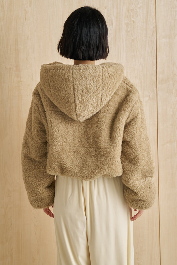 [SET]カーリーボアショートブルゾン+スタッズデザインカーブデニムワイドパンツ(2set)