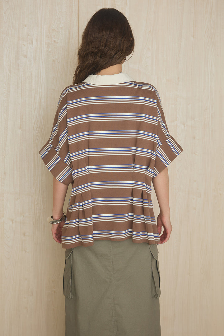 [SET]マルチボーダーラガーTシャツ+ベルト付きカーゴタイトスカート(2set)
