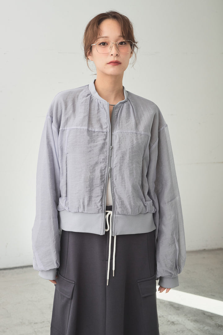 [SET]シアー×ポンチブルゾン+リラックススウェットスカート(2set)