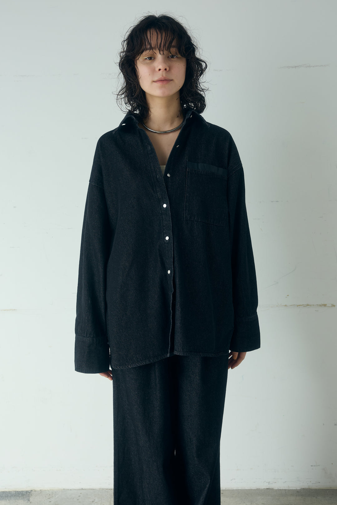 [SET]ライトオンスデニムシャツ+ライトオンスデニムルーズパンツ(2set)