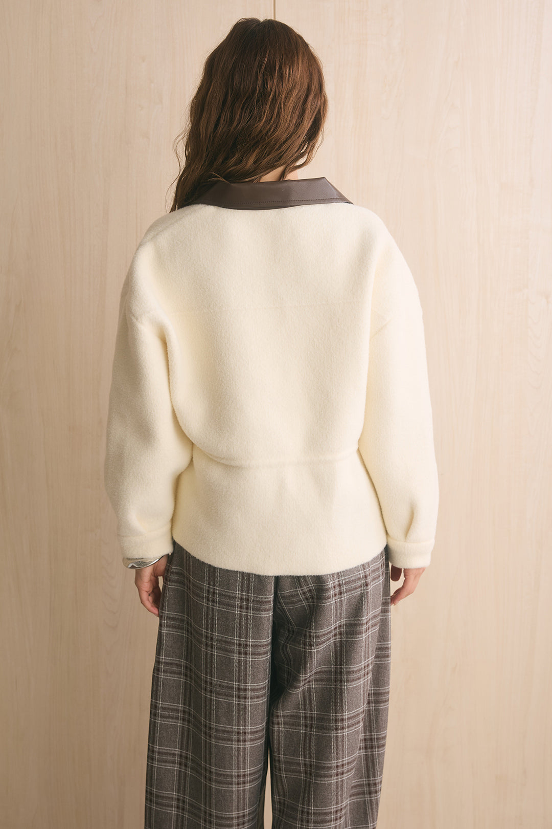 [SET]エコレザー切替えニットジャケット+ベルトループレザーライクワイドパンツ(2set)