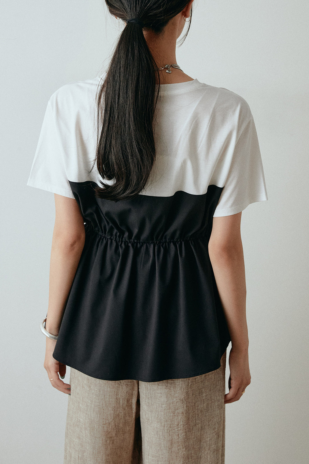 配色切り替えドローコードTシャツ