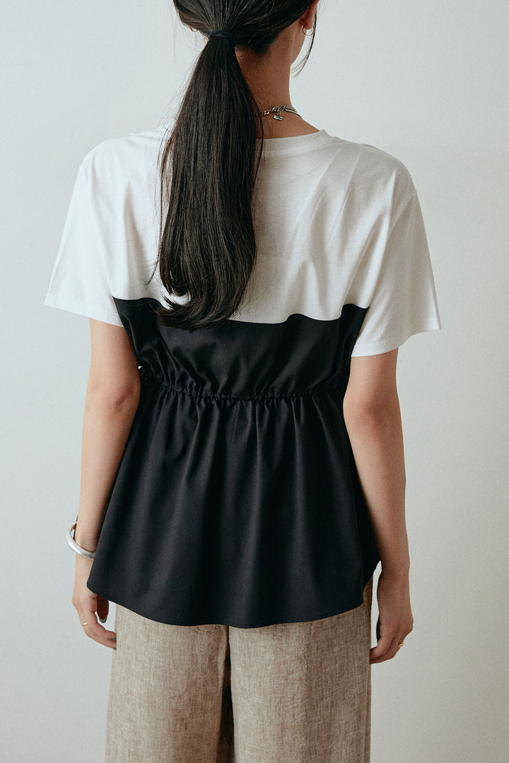 配色切り替えドローコードTシャツ