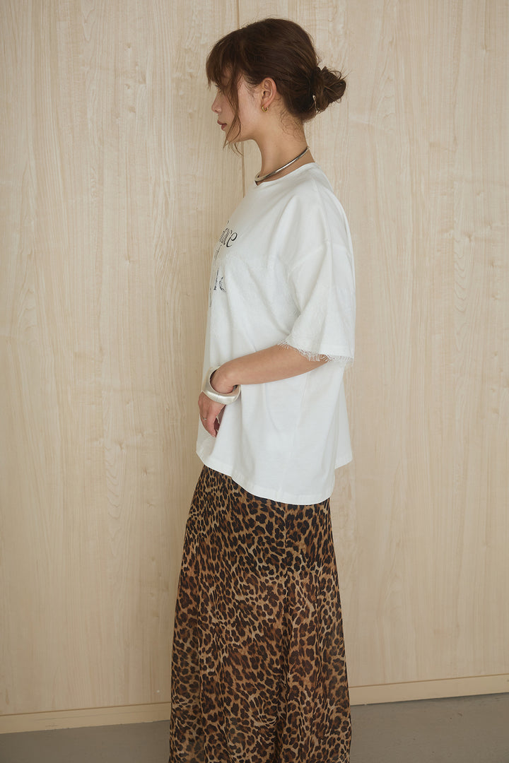 [SET]レースロゴプリントTシャツ+ミニ裏毛ストレートスカート(2set)