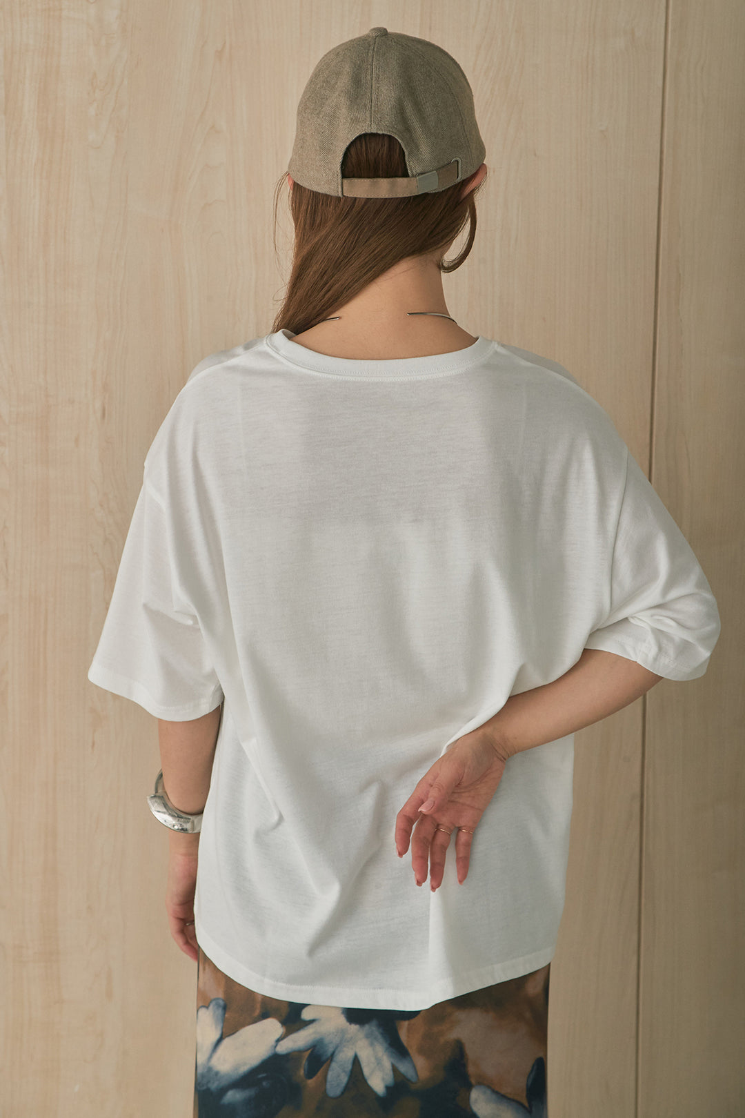 [SET]MarbleプリントTシャツ+ニュアンス花柄スカート(2set)
