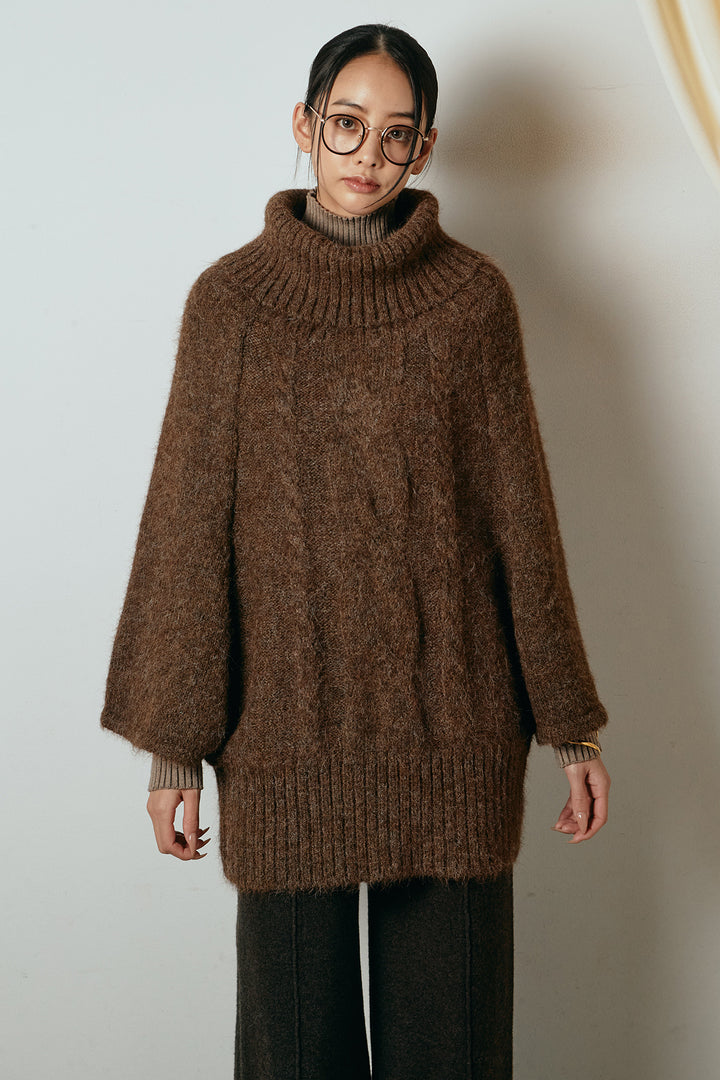 [SET]起毛ミディアムスリーブニットトップス+センターラインニットパンツ(2set)