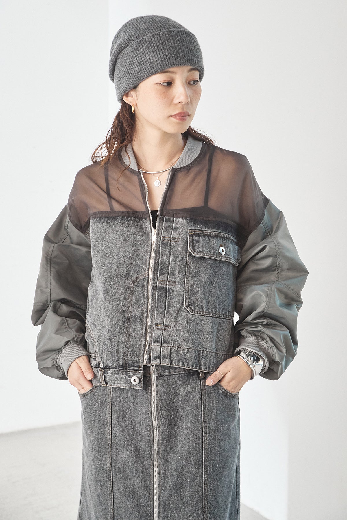 デニムコンビネーションブルゾン – ESICA