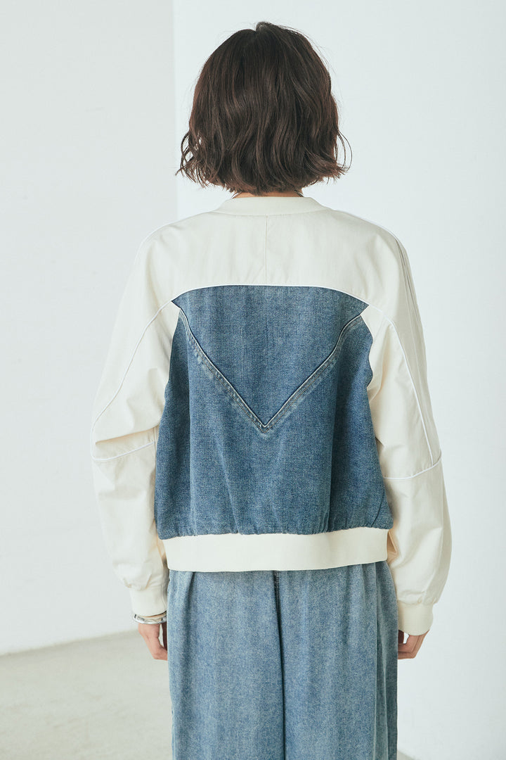 [SET]ナイロンデニムドッキングブルゾン+テンセルデニムイージーワイドパンツ(2set)