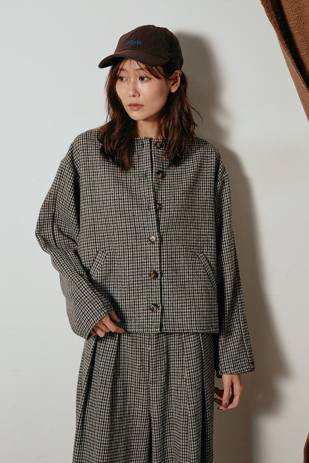 [SET]ノーカラーガンクラブチェックジャケット+ガンクラブチェックタックパンツ(2set)