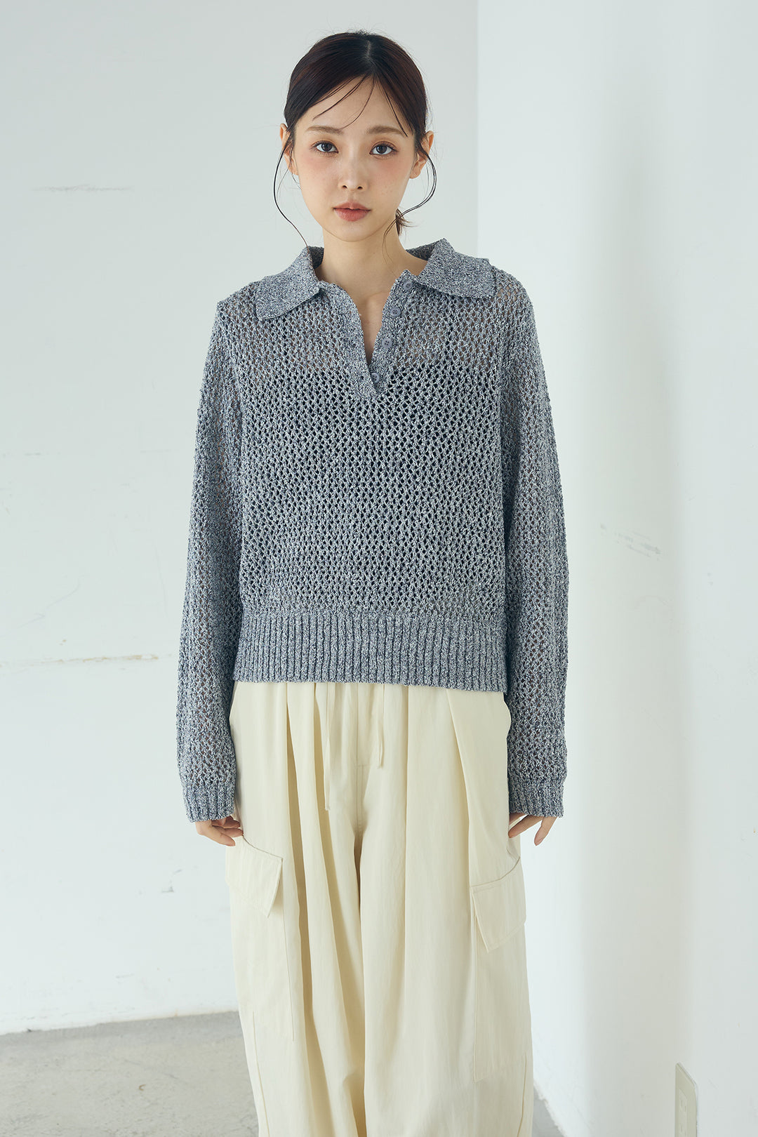 [SET]ミックスメッシュポロニット+撥水ジョガーパンツ(2set)