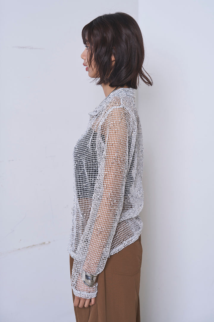 [SET]ネップメッシュポロ襟カーディガン+ドライタフタタックバレルパンツ(2set)