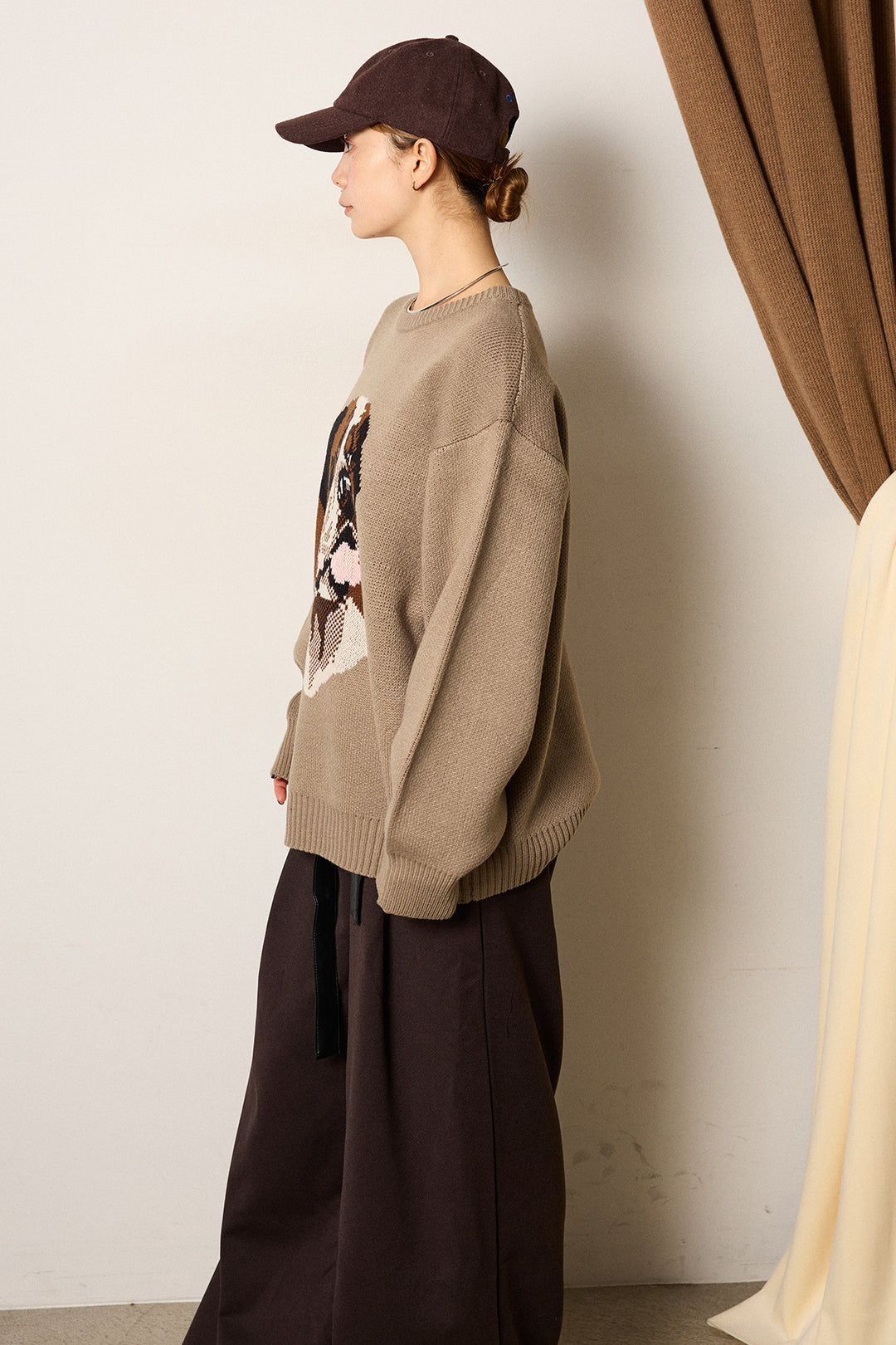 アニマルジャガード柄ニットトップス