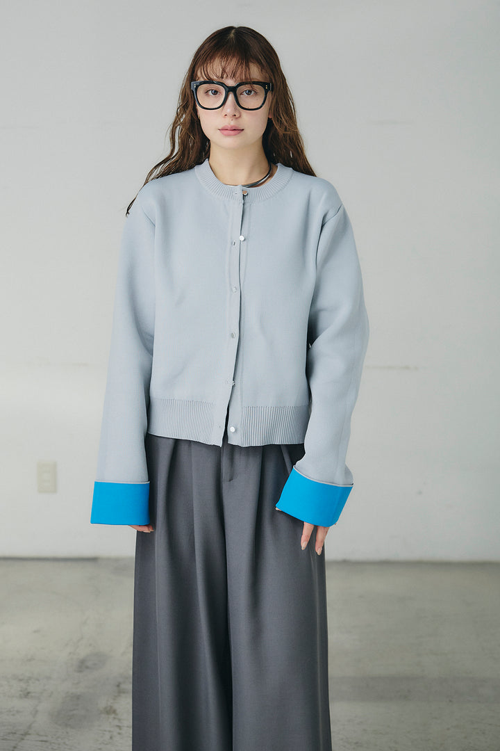 リバーシブル配色ニットカーディガン